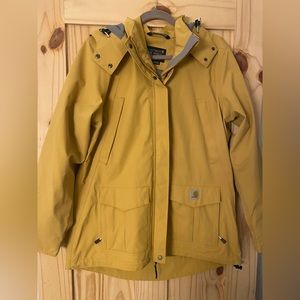 NWOT Yellow Carhartt WOMEN'S STORM DEFENDER RELAXED FIT HEAVYWEIGHT Rain Jacket